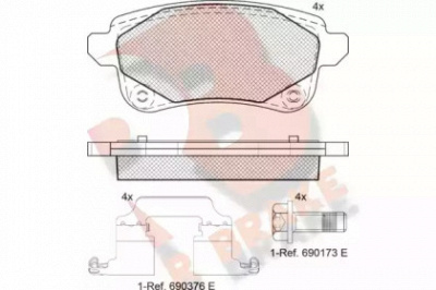 R BRAKE rb2222208 -  Комплект тормозных колодок, дисковый тормоз